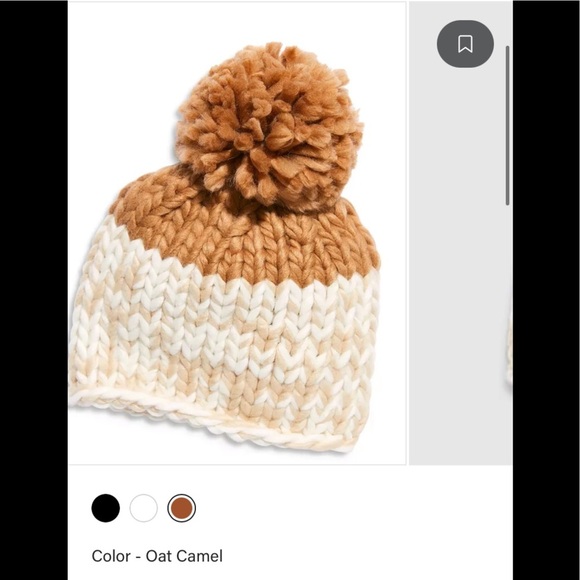 NWOT Free People Cozy Up Color Block Pom Beanie Oat Carmel - Picture 1 of 8